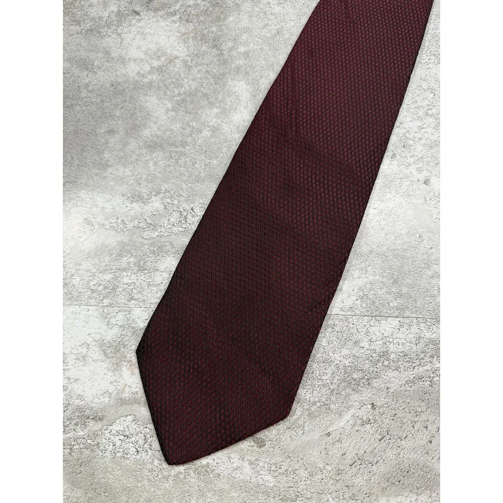 Ermenegildo Zegna Tie Mens OS Red 100% Silk Geometric Designer Necktie Italy